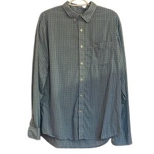 Dockers Cotton Blend Blue and White Button Up Long Sleeve Shirt Size L